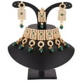 thumbnail image 3 of Efulgenz Indian Jewelry Choker Kundan Faux Pearl Necklace Earrings Maang Tikka Head Chain Bollywood Wedding Bridal Jewelry Set,&nbsp;Green, 3 of 5