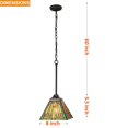 thumbnail image 6 of Tiffany Pendant Light Fixture, 8" Stained Glass Mission Style Vintage Tiffany Hanging Lamp, 6 of 7