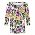 thumbnail image 5 of CYMMPU Blouses for Women Dressy Casual Crew Neck Tunic Tops Floral Printed 3/4 Sleeve Spring Tops Loose Fit Summer Fashion Shirts Lightweight Basic T-Shirts Multicolor XXXL, 5 of 5