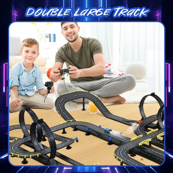 Eosunjian Slot Car Race Track Sets,Electric Race Car Track Set,Electric Remote Control Track Car High Speed Showdown Gifts Toys for Ages 8-10,Black