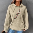 thumbnail image 2 of yardsong Waffle Hoodies for Women Cute Dog Paw Heart Print Hooded Sweatshirts Dog Lover Winter Casual Pocket Drawstring Pullover Tops Beige,XL, 2 of 5