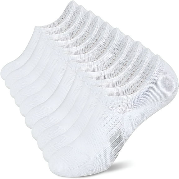 TELOLY No Show Socks - Women's Athletic Cushion Ankle Footies, Low Cut Socks (5-6 Pairs, White, Size 5-8)