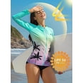 thumbnail image 2 of Sociala Women's Zipper Gradient Swimsuit Tops Crew Neck Long Sleeve Rash Guard Workout Running Tops UPF 50+, 2 of 5