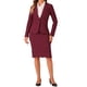 thumbnail image 1 of Conjuntos de traje para mujer INSPIRE CHIC, blazers de manga larga y falda lápiz, dos piezas, atuendos de trabajo, color rojo vino, talla XS, 1 of 6