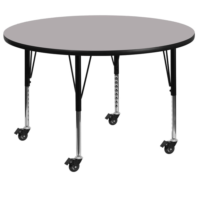 Bowery Hill 26" x 42" Round Mobile Activity Table in Gray