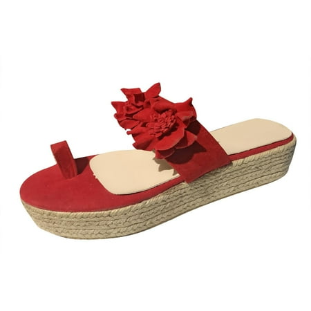 

CYMMPU Women s Slippers Women Platform Sandals Casual Flower Slip On Platform Ladies Beach Wedge Shoes