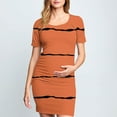 thumbnail image 1 of Ovzne Robes pour Femmes Robe Femme Mode Imprimée Plissée Jupe de Maternité Manches Courtes Col Rond Mi-Mollet Robe Grande Taille Robe Manches Courtes Imprimée Liquidation, 1 of 7