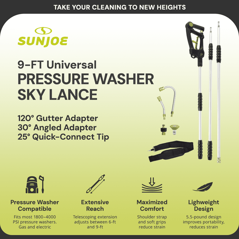 Sun Joe 9-Ft Universal Pressure Washer Sky Lance, Power Extension