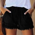 thumbnail image 3 of Pantalones cortos con dobladillo de borlas para mujer,Pantalones cortos con dobladillo de borlas para mujer Pantalones cortos con cintura elástica alta para mujer Pantalones cortos casuales para mujer Achieve More, 3 of 6