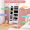 thumbnail image 6 of Standing Jewelry Cabinet for Girls, Kids Organizer with Mirror Armoire Storage 2 Drawers 3 Shelves Earring Slots, White, 6 of 6