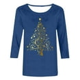 thumbnail image 4 of Womens Summer Tops Women's T-Shirts Festive Tree Design with 3/4 Sleeve Round Neck Top for Women Blue XL, 4 of 4
