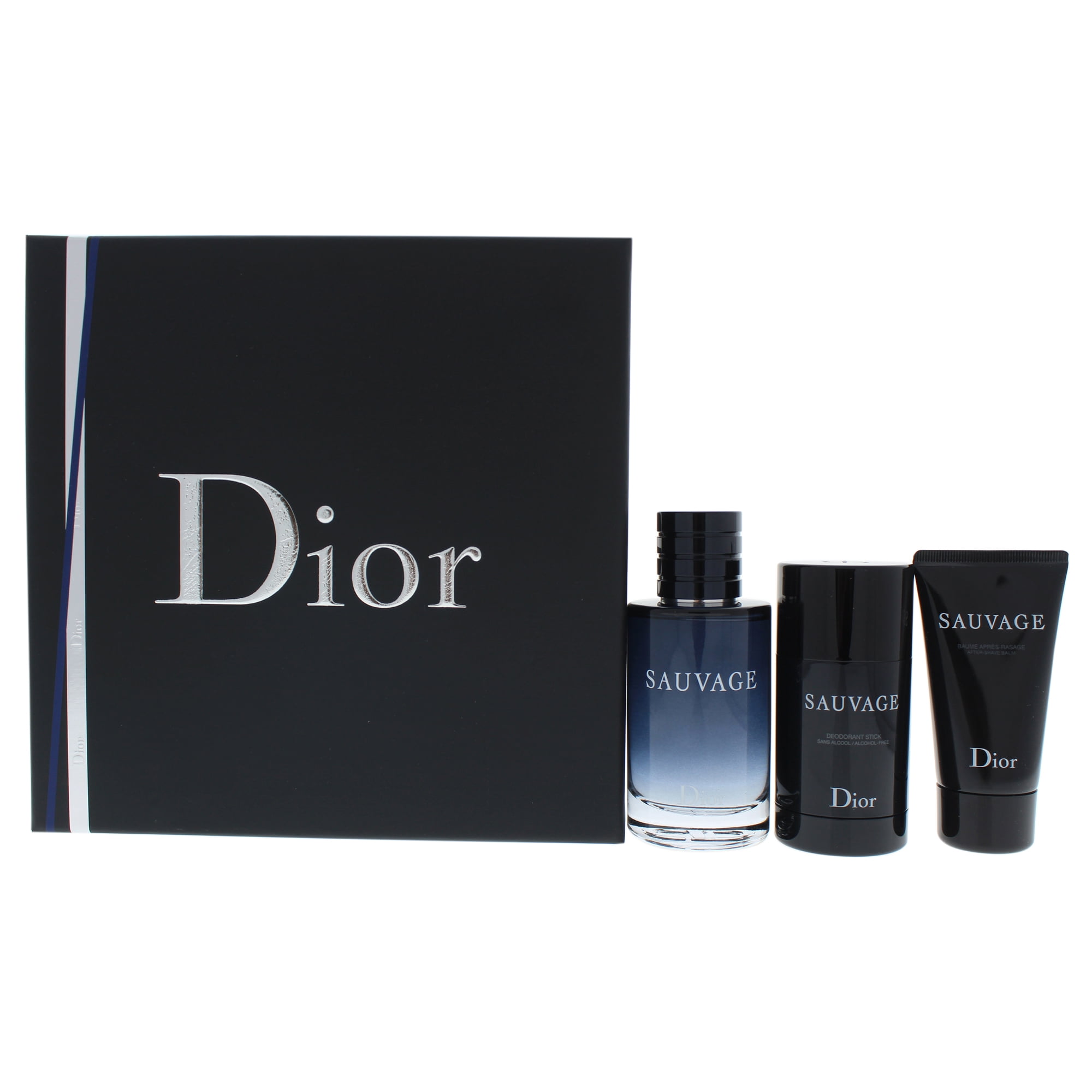 Christian Dior Sauvage 3 Pc Gift Set 3.4oz EDT Spray, 1.7oz After Shave ...