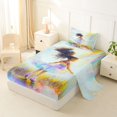 thumbnail image 2 of Castle Fairy Artistic Rainbow Girl Twin Sheets 3pcs,Whimsical Pastel Print Bedding,Pink Blue Yellow,1 Fitted Sheet, 1 Flat Sheet and 1 Pillowcase, 2 of 6