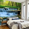 thumbnail image 2 of Peel and Stick Wallpaper Wall Murals Waterfall Landscape Nature Green Trees Rivers 100"H x 144"W Removable PVC Wall Paper Self-Adhesive Wall Paintings Art Decor for Bedroom Living Room, 2 of 7