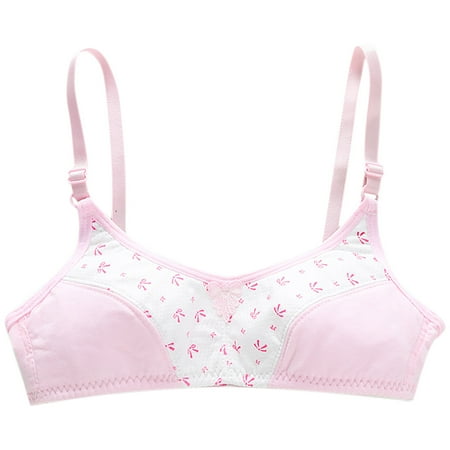 Little Girl Bras Training Bra Breathable Cotton Bra Summer Lightly Adjustable Strap Wireless Comfortable Bralette  Pink  Free Size