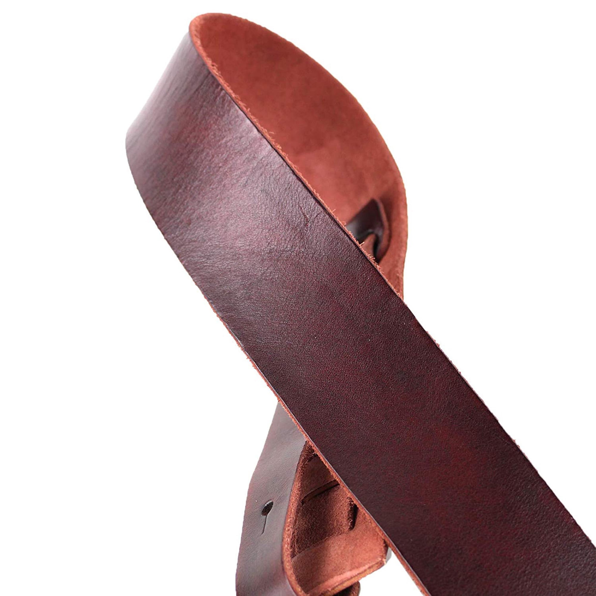 Walker & Williams S-01 Oxblood Brown Full Grain Extra Thick Soft Italian Leather Rugged Finish Guitar Strap