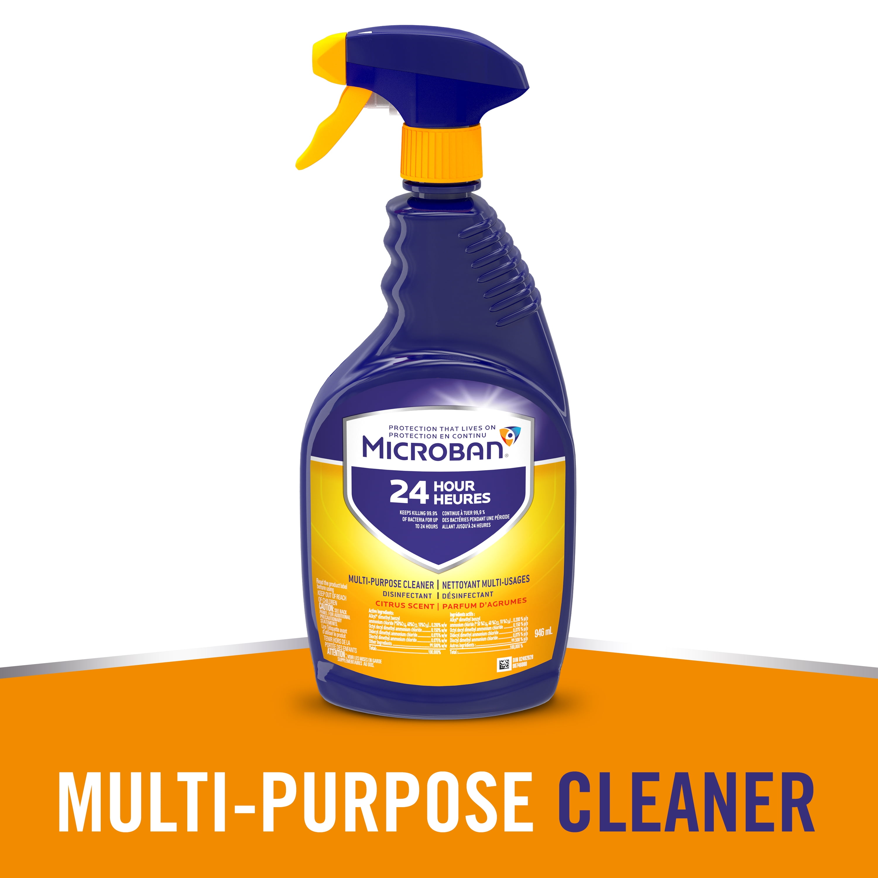 Microban 24 Hour MultiPurpose Cleaner and Disinfectant Spray, Citrus Scent, 32 fl oz