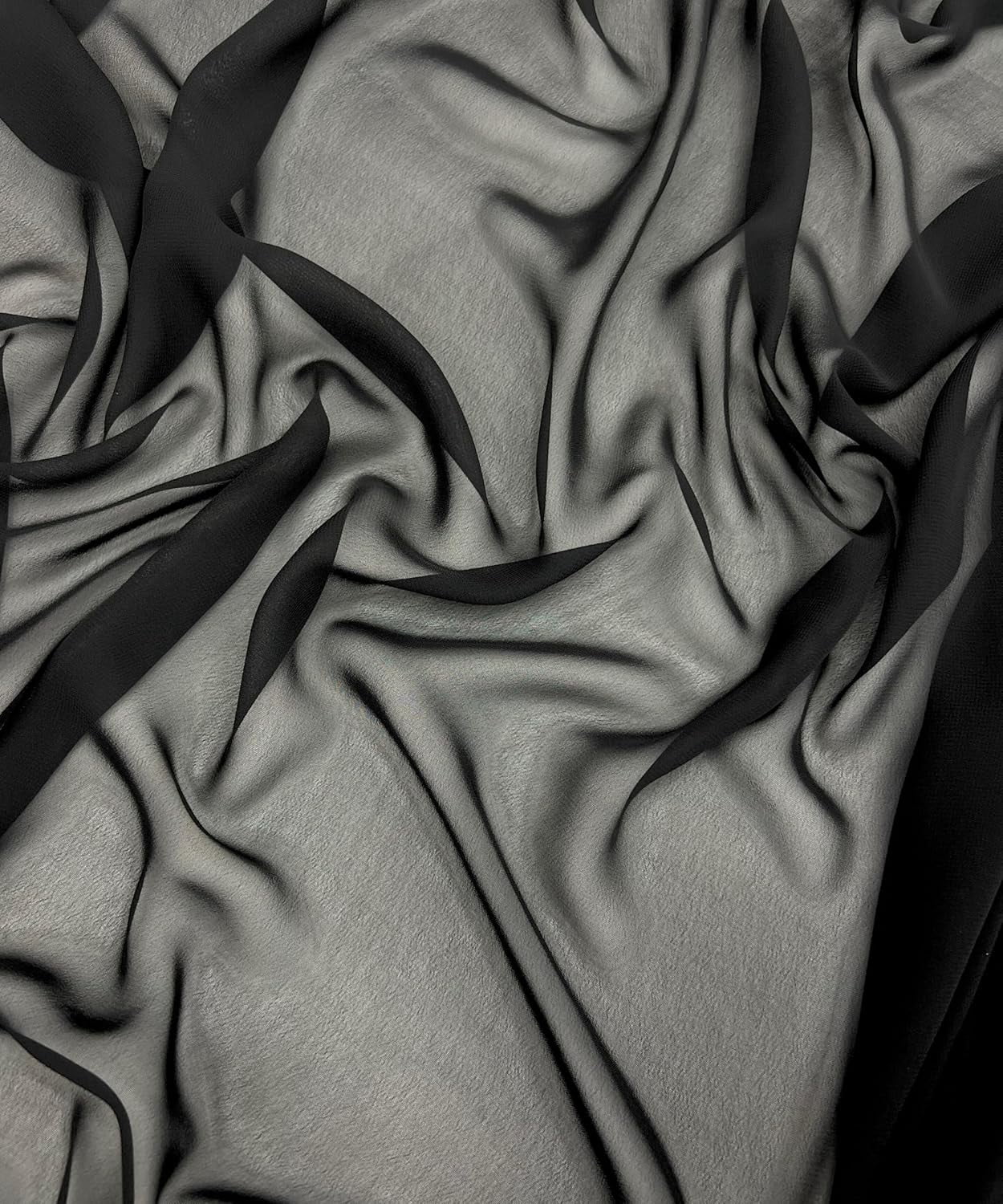 10 Yard (Black) Matte Chiffon Fabric by the yard, sheer soft fabric for wedding, arch draping, baby shower, chuppah, drapery fabric