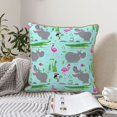 thumbnail image 4 of KLL Hippo With Flamingos And Crocodiles Decorative Throw Pillow Covers Velvet Soft for Couch Sofa Bedroom Living Room Outdoor (No pillow core)- 18"x18", 4 of 5