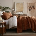 thumbnail image 3 of Velvet Quilt Full/Queen Size-90''x98'', Lightweight Burnt Orange Velvet Comforter Set with 2 Pillow Shams, Soft Cross Stitch Bedspread Coverlet Quilted Bedding Set for All Season, 3 of 7