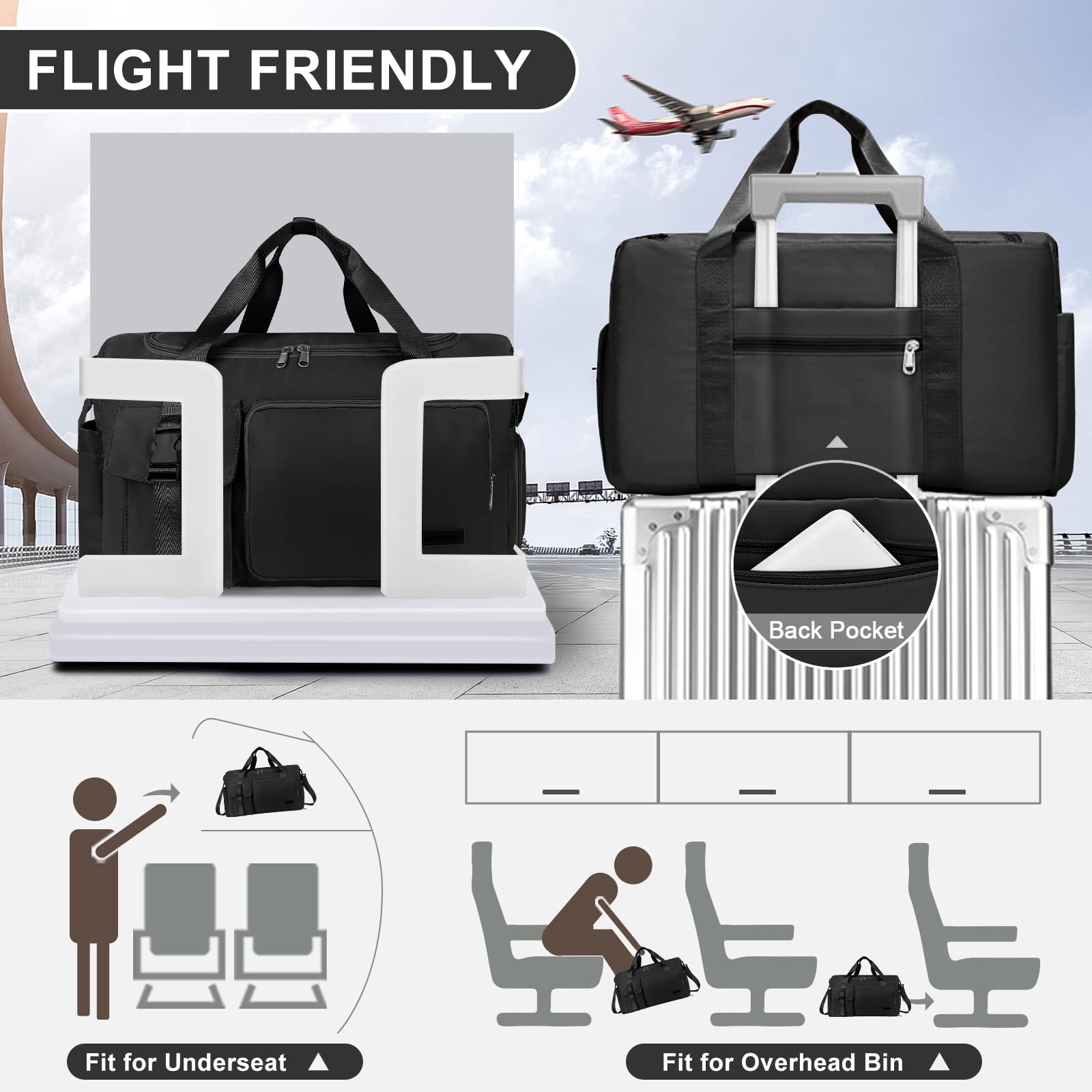 Gynky Duffel Bag 4 in 1 Travel Backpack Duffle Bag Weekender Bags for Women Gym Bag with Shoe and Wet Compartment Carry On Dance Bag