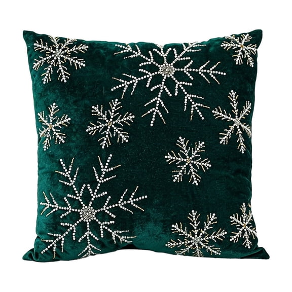 WWG Velvet Christmas Pillow Cover 18x18, Decorative Throw Pillow Case with Rhinestone Beaded Pattern, Hidden Zipper, Washable, for Sofa Couch Bed Living Room Couch