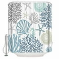 thumbnail image 2 of Blue Ocean Bathroom Curtain 78 Inch Shower Curtain with Hooks, Coastal Coral Starfish Shell Conch Seahorse Waterproof Polyester Bath Curtain Washable Bathtub Curtain 54''x 78'', 2 of 6