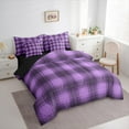 thumbnail image 4 of Feelyou Farmhouse Buffalo Bedding Comforter Set 7pcs for Kid, Purple Plaid Queen Bedding Sets, Square Geometric Reversible Queen Sheet Sets, Lightweight Room Decor, 4 of 7