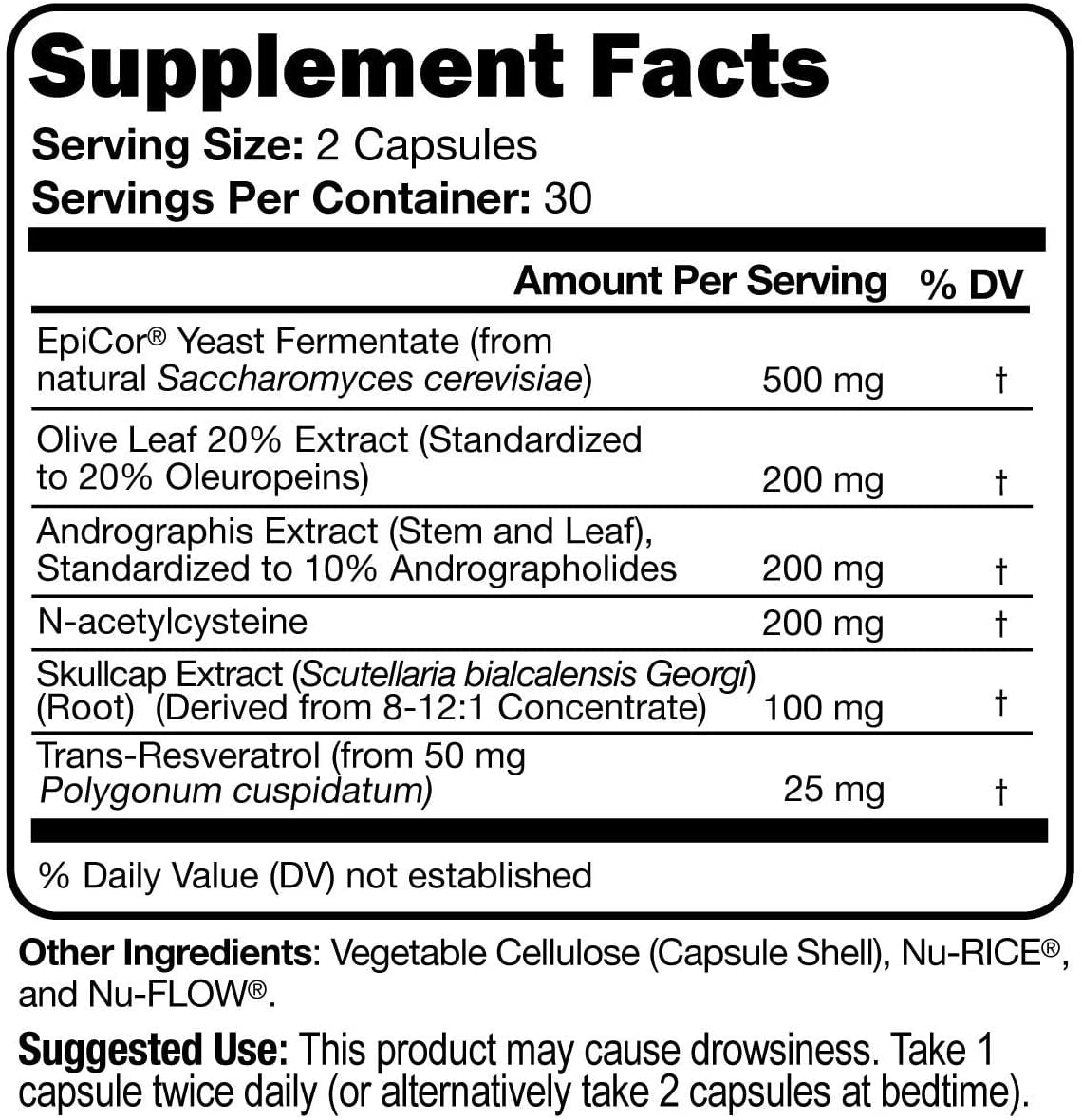 Immune Script with Epicor, Indian Echinacea Andrographis, Olive Leaf, Skullcap Root and NAC for Optimal Immune Function