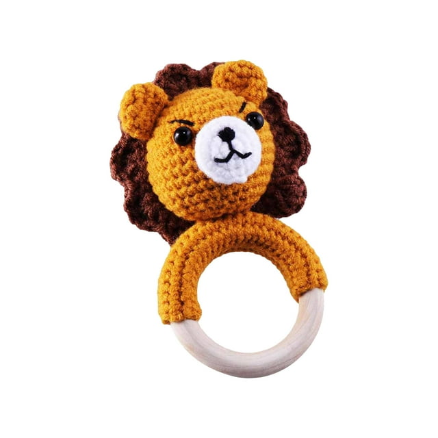 Cartoon Knitting, Hand Crochet Weaving, Ringing Bell, Wooden Ring, the Bell Inside Can Make A Sound D