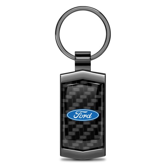 iPick Image for Ford Logo Real Black Carbon Fiber Gunmetal Metal Case Key Chain, Official Licensed