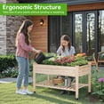 thumbnail image 4 of Raised Garden Bed Mobile, 47" x 22" x 33", Wooden Planter Box with Legs, Stand up garden planter box for Vegetables Flower Herb(Grey), 4 of 6