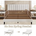 thumbnail image 4 of Queen Size Bed Frame, Velvet Upholstered Platform Bed with Adjustable Vertical Channel Tufted Headboard, No Box Spring Needed, Easy Assembly, White, 4 of 8
