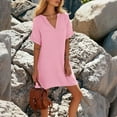 thumbnail image 3 of WULMLEO Women's Cover Up Short Sleeve Bathing Suit Cover Ups V Neck Beach Coverup Dress with Pockets Pink 2XL, 3 of 4