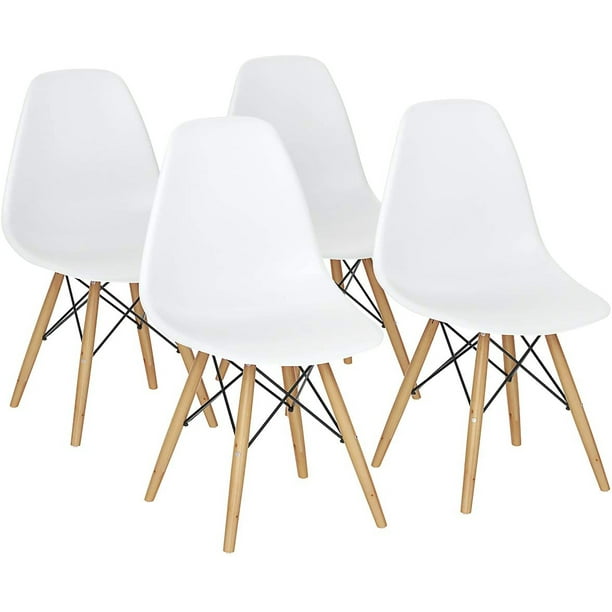 Costway set of 4 mid century modern style dsw dining side chair wood leg white online