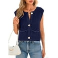 thumbnail image 2 of Shine Up Vest for Women Button Down Cardigan Sweater Sleeveless Crochet Knit Tops with Pockets, 2 of 8