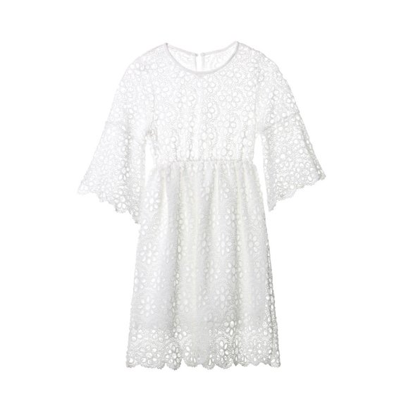 Douhoow Family Matching Dress Women Daughter Dress White Lace Floral Dress