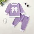 thumbnail image 2 of Ketyyh-chn99 Baby Girl Fall Clothes Fashion Toddler Baby Girl Clothes Fall Winter Long Sleeve Sweatshirt with Pants Set Girls Cute Print Outfits Size for 18-24 Months,Light Purple, 2 of 4