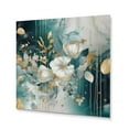 thumbnail image 2 of DESIGN ART Designart "Golden Blue Marble Flowers I" Floral Metal Wall Art 36 in. wide x 36 in. high, 2 of 5