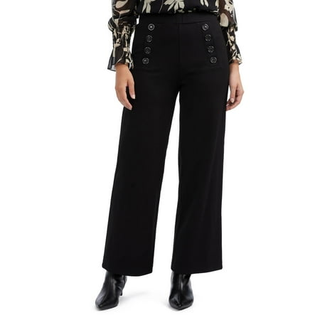 Women's Ellen Tracy High-Rise Wide Leg Sailor Pants Color: Black Size: X LARGE
