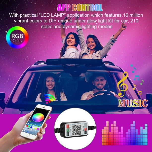  MAODANER Car LED Interior Strip Light, 16 Million Colors 5 in 1  with 236 inches Fiber Optic, Multicolor RGB Sound Active Automobile  Atmosphere Ambient Lighting Kit - Wireless Bluetooth APP Control :  MAODANER: Automotive