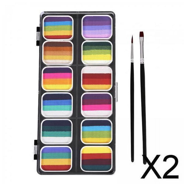 BELOVING 2xFace Body Paint Kit 12 Water based Paints for Festival Performances Washable