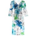 thumbnail image 4 of Robe de Mode pour Femmes Coton Lin Été Rétro Décontracté Pull Imprimé Sexy Manches Courtes Robe, 4 of 4