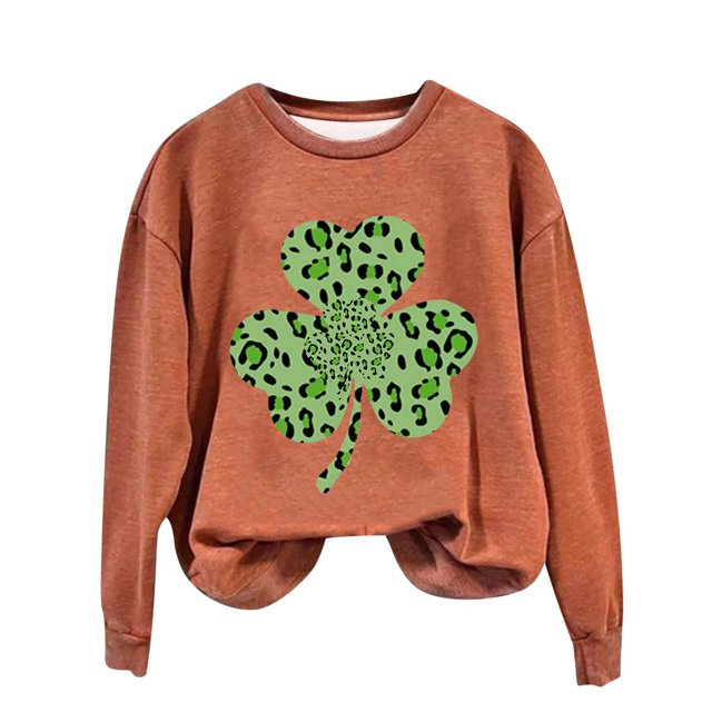 PEZHADA Hauts à Manches Longues pour Femmes Mode Décontractée T-Shirt Imprimé Blouse à Manches Longues Col Rond Hauts Décontractés