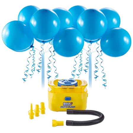 Bunch O Balloons Portable Party Balloon Electric Air Pump Starter Pack, Includes 16ct 11in Self-Sealing Blue Latex Balloons