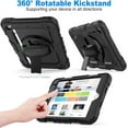 thumbnail image 5 of Case for iPad (A16) 11th/10th Generation 11''/10.9'' 2025/2022, Full-Body Drop Protection Case with Screen Protector &360° Rotate Hand Strap/Stand, Black, 5 of 6