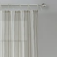 thumbnail image 3 of My Texas House Emerson Linen Stripe Light Filtering Tie Top Curtain Panel Pair, Grey, 76" x 95", 3 of 5