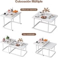 thumbnail image 3 of Juego de 2 Mesa de Centro, Decoración Moderna, Acero Inoxidable, Fácil Montaje, Diseño Cuadrado Anidado para Sala (Blanco), 3 of 4