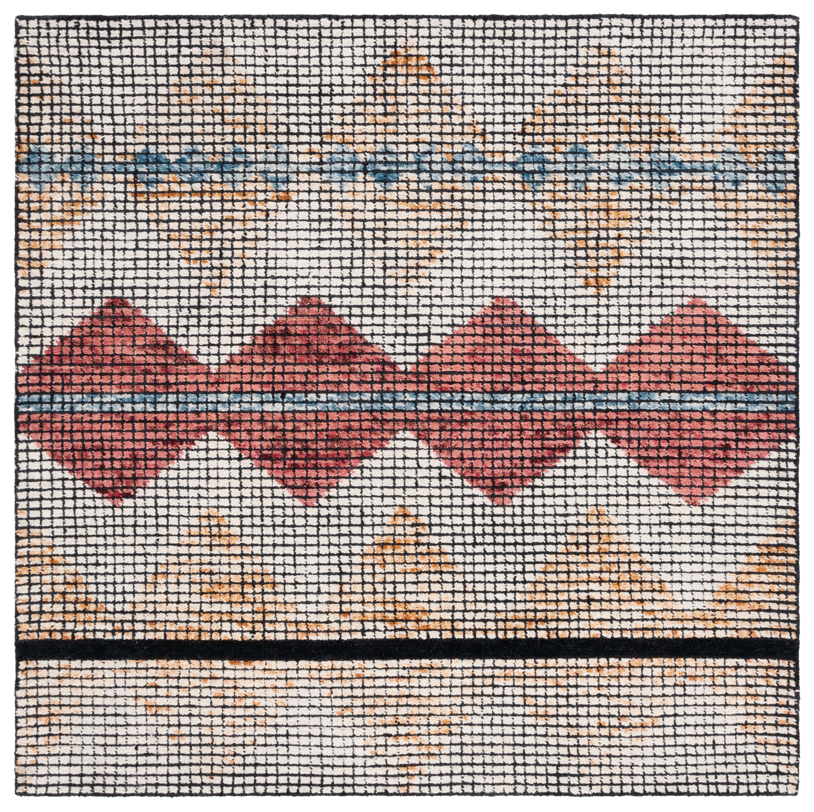 SAFAVIEH Abstract Bosworth Southwestern Area Rug, Ivory/Gold, 6' x 6' Square