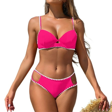 Divhosrg High Waisted Swimsuits for Women  Bikini Sets for Women Cheeky  Bathing Suit for Women 2 Piece  Women s Swimwear Rash Guard  Pink Swim Suits for Women 2025 Bikini S